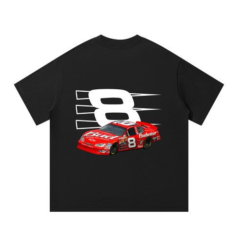 back of black shirt featuring number 8 and number 8 dale earnhardt car